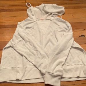 white hooded sweatshirt